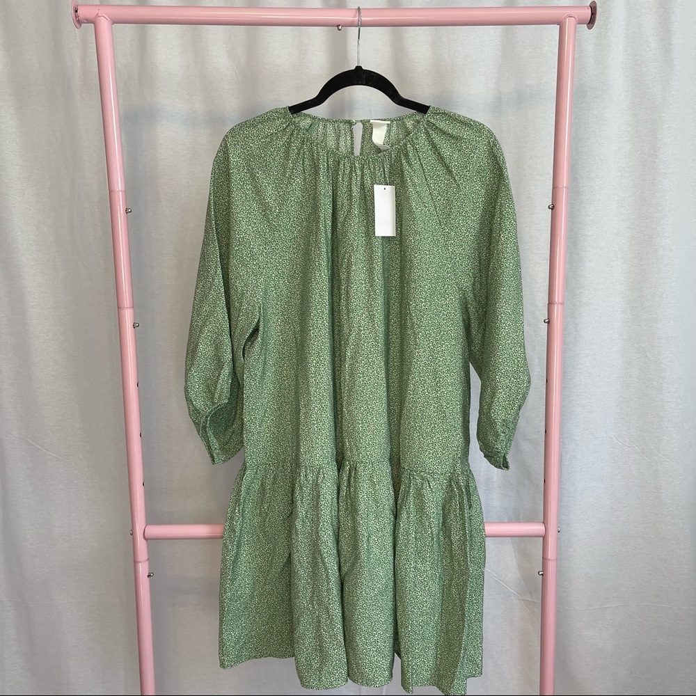NWT H&M oversized green peasant boho dress size small